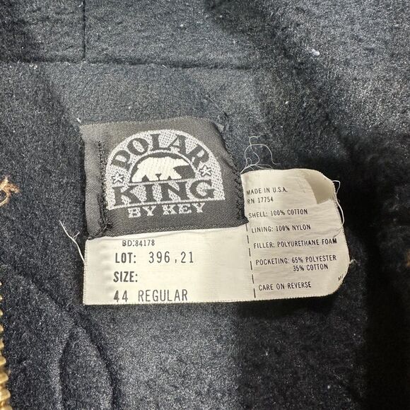 Vintage Polar King by Key Canvas Jacket Mens Large 44 Regular Khaki Hooded USA - Picture 3 of 8